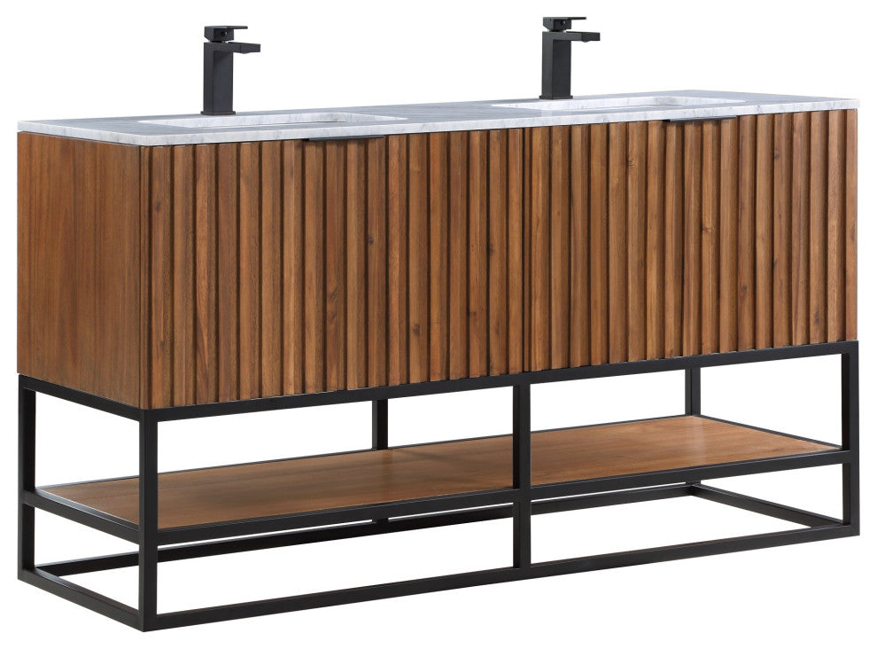 Terra 60" Double Vanity, Walnut/Matte Black