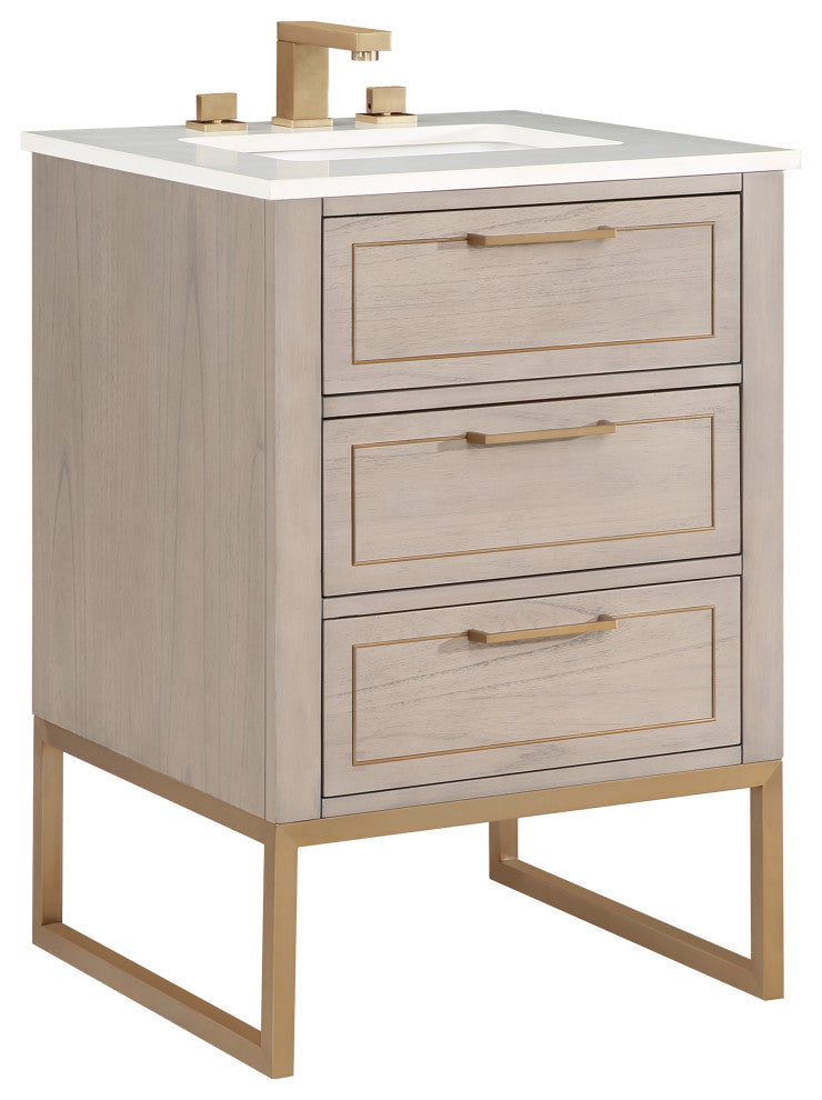 Markham 24" Single Vanity, Cashmere Grey/Satin Brass