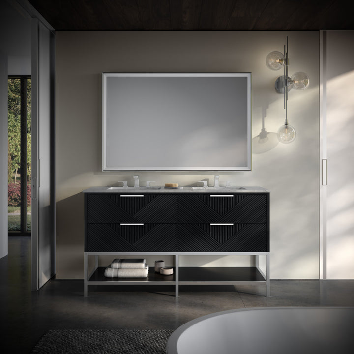 Diamond 60" Double Vanity, Charcoal Black/Brushed Nickel