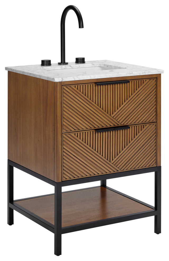 Diamond 24" Single Vanity, Walnut/Matte Black