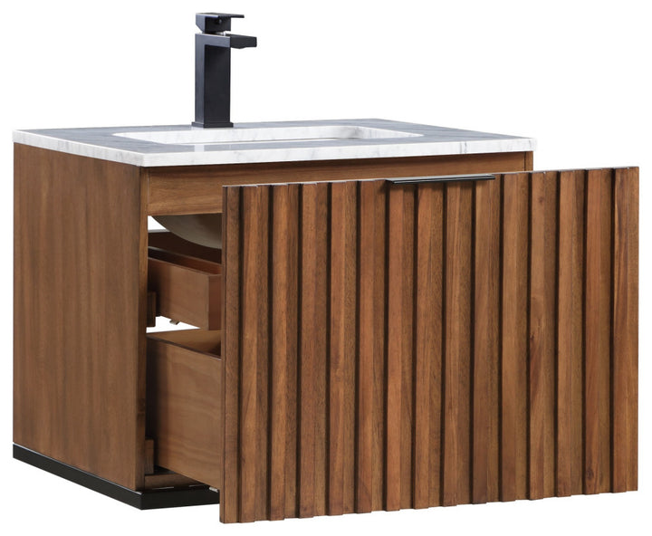 Terra 24" Single Floating Vanity, Walnut/Matte Black