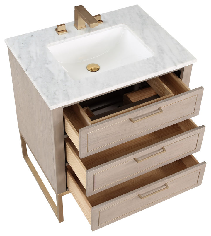 Markham 30" Single Vanity, Cashmere Grey/Satin Brass,