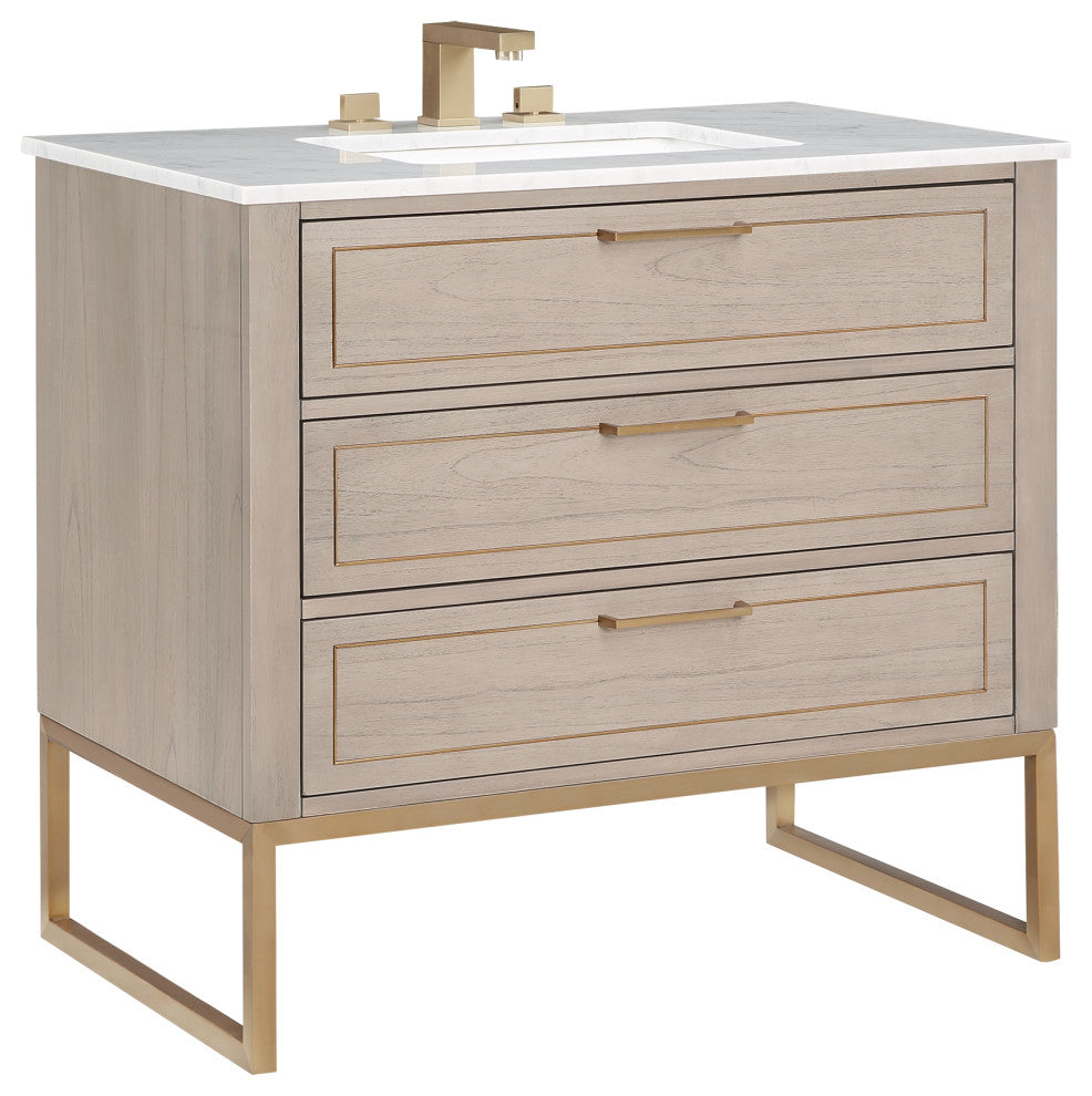 Markham 36" Single Vanity, Cashmere Grey/Satin Brass