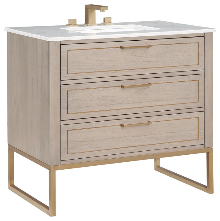 Markham 36" Single Vanity, Cashmere Grey/Satin Brass