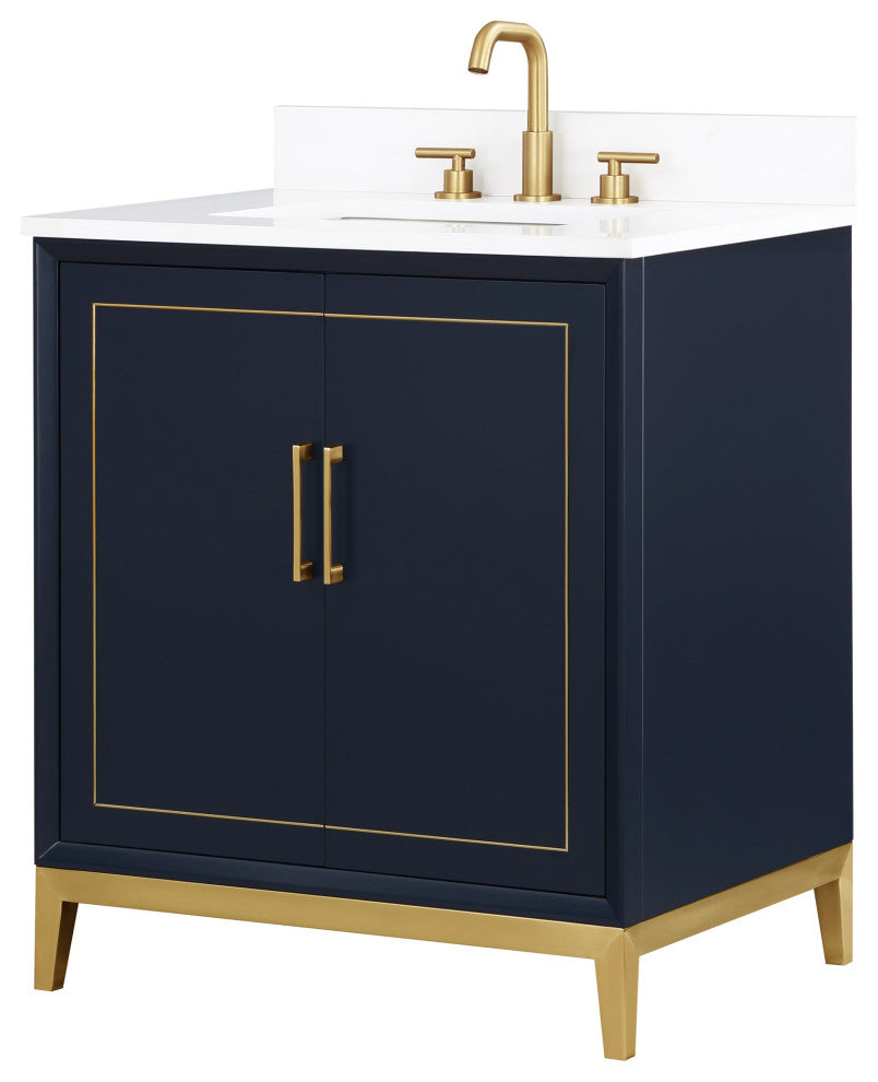 Gracie 30" Single Vanity, Pacific Blue/Satin Brass,