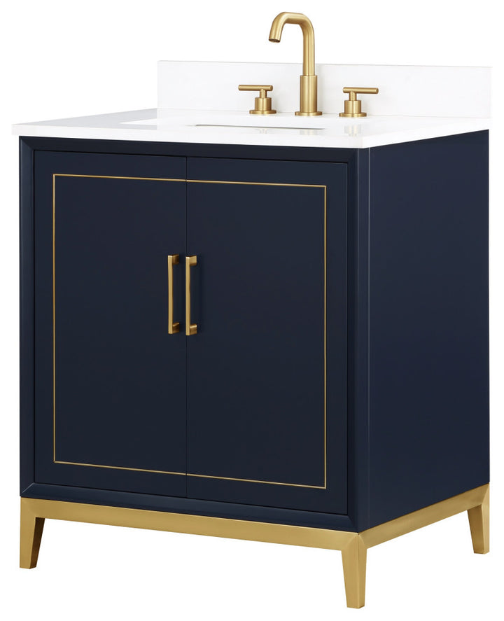 Gracie 30" Single Vanity, Pacific Blue/Satin Brass,