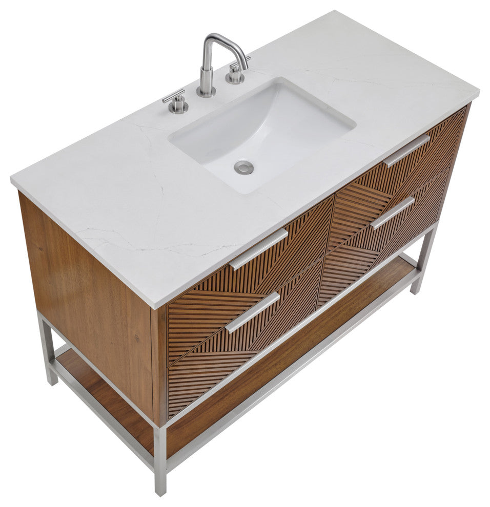 Diamond 48" Single Vanity, Walnut/Brushed Nickel