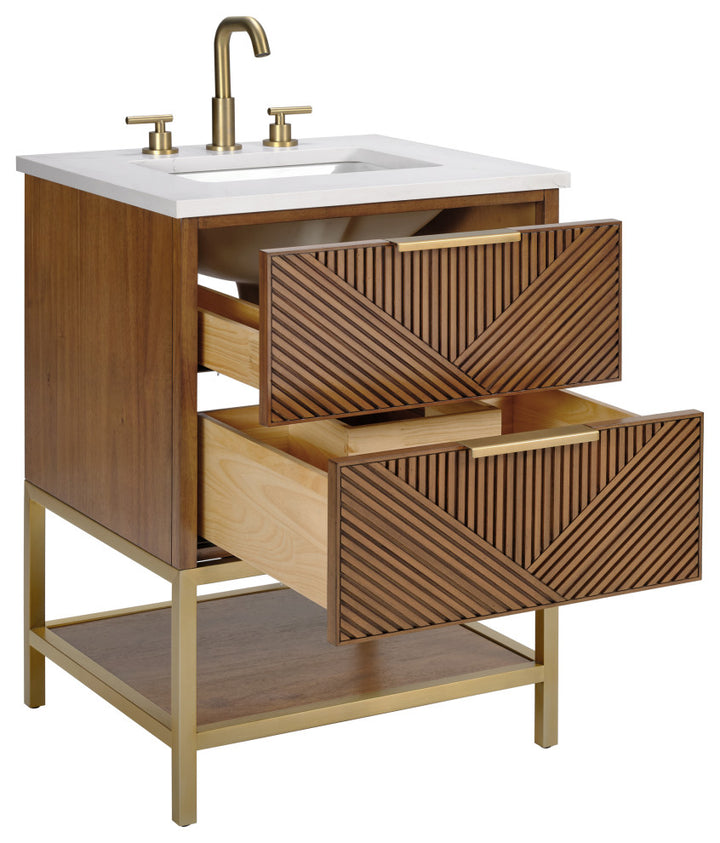 Diamond 24" Single Vanity, Walnut/Satin Brass