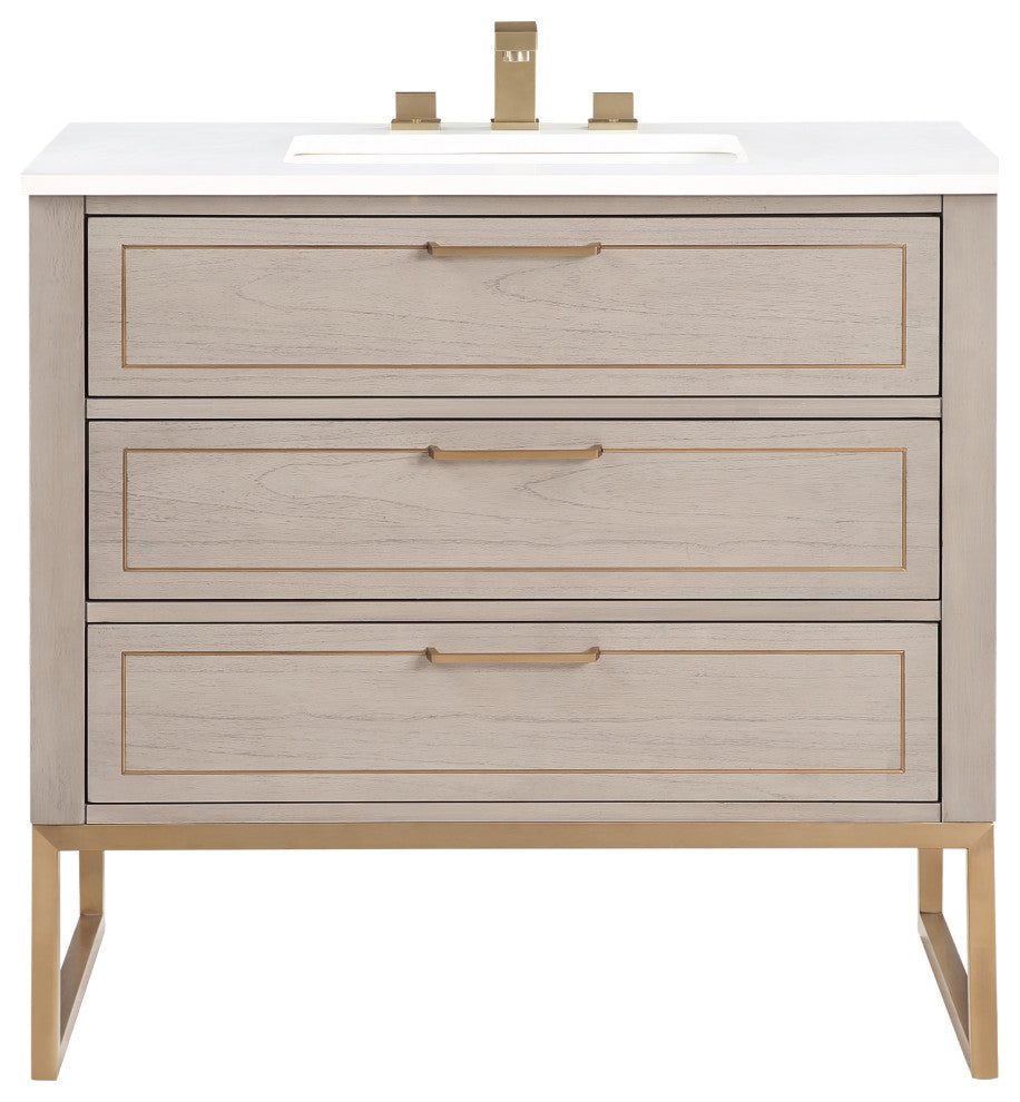 Markham 36" Single Vanity, Cashmere Grey/Satin Brass