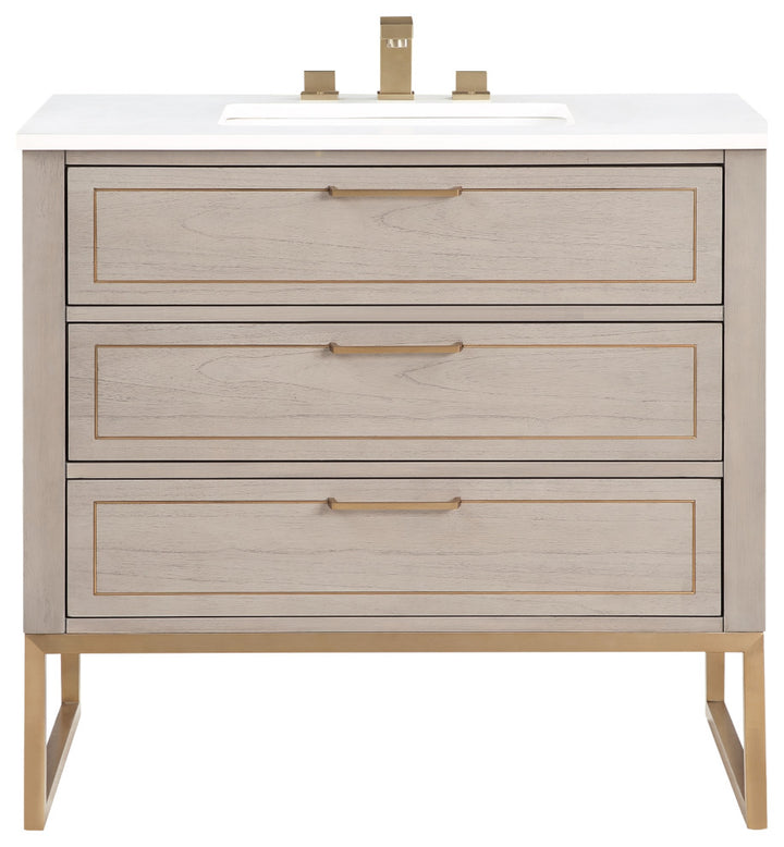 Markham 36" Single Vanity, Cashmere Grey/Satin Brass