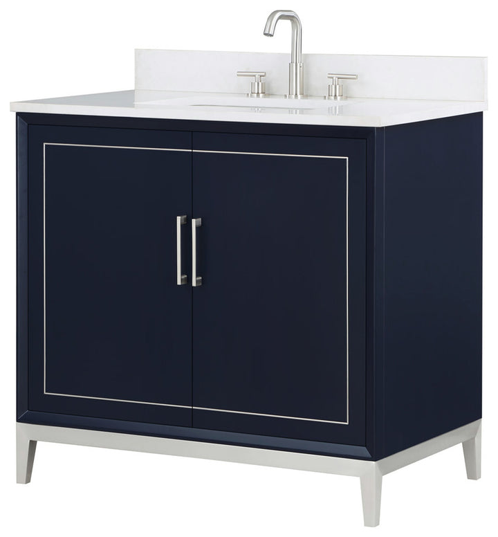 Gracie 36" Single Vanity, Pacific Blue/Brushed Nickel