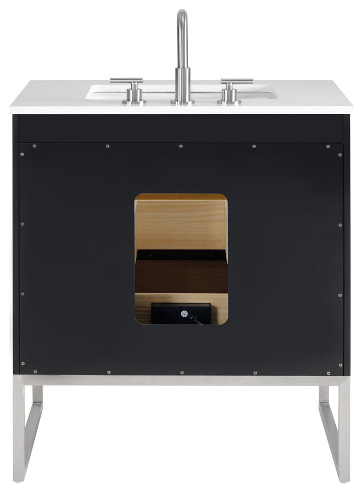 Markham 30" Single Vanity, Midnight Black/Brushed Nickel