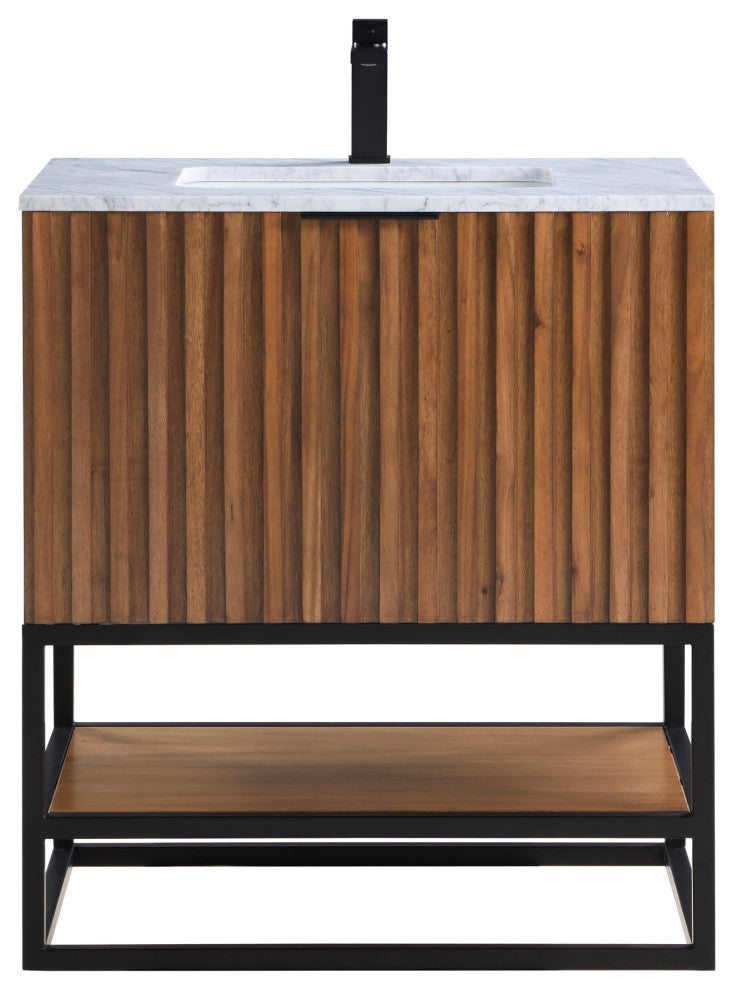 Terra 30" Single Vanity, Walnut/Matte Black