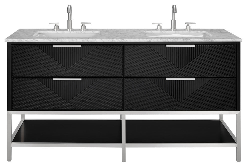 Diamond 60" Double Vanity, Charcoal Black/Brushed Nickel