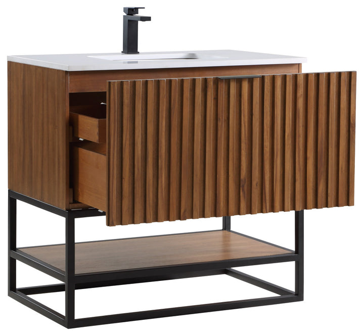 Terra 36" Single Vanity, Walnut/Matte Black