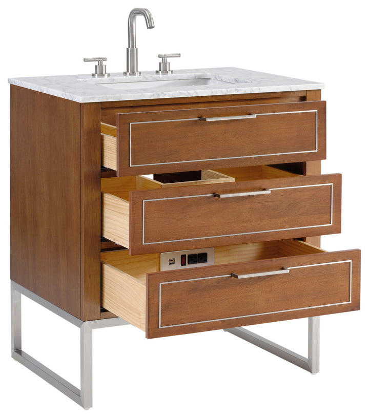 Markham 30" Single Vanity, Walnut/Brushed Nickel