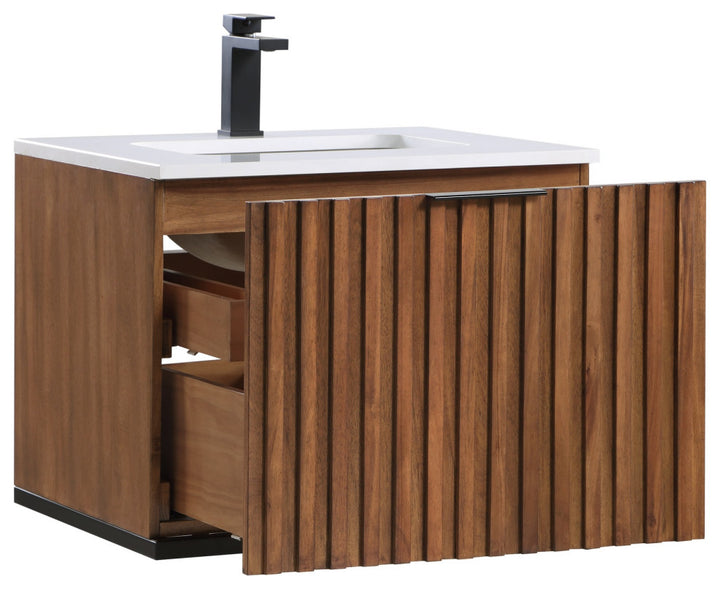 Terra 24" Single Floating Vanity, Walnut/Matte Black