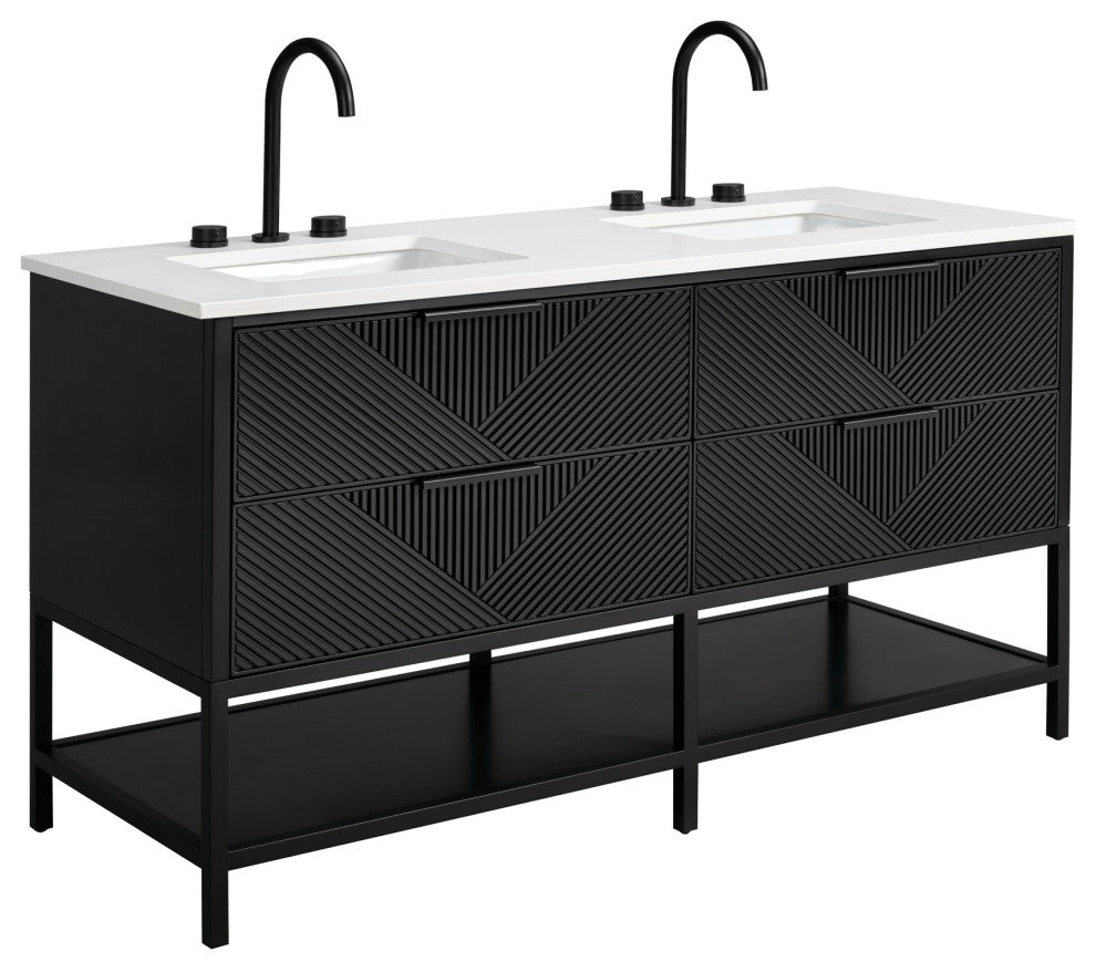 Diamond 60" Double Vanity, Charcoal Black/Matte Black