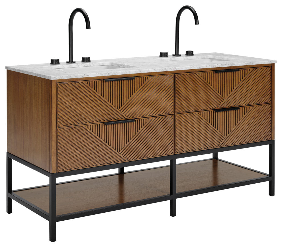 Diamond 60" Double Vanity, Walnut/Matte Black