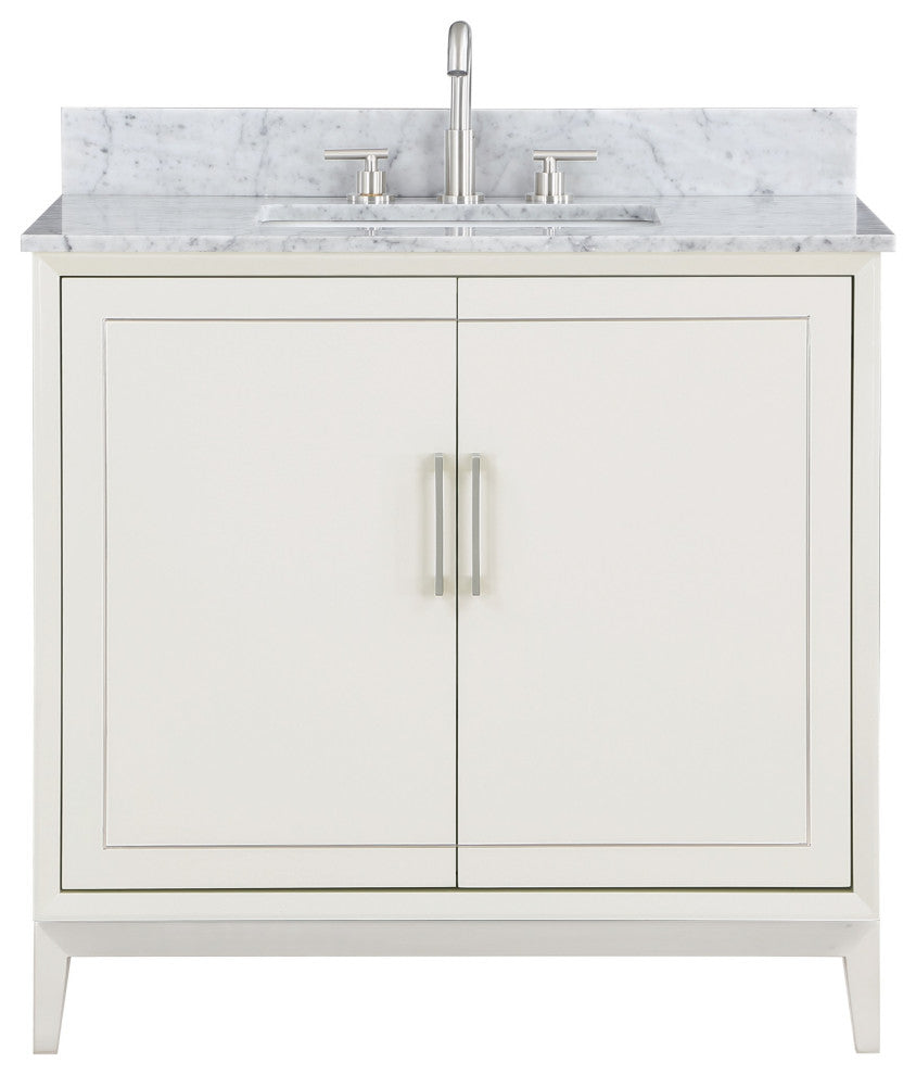 Gracie 36" Single Vanity, Satin White/Brushed Nickel