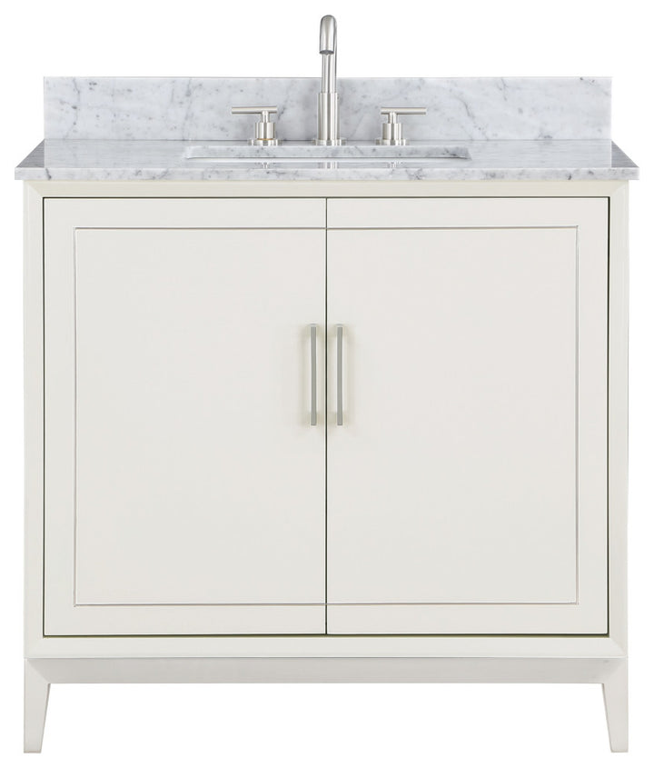 Gracie 36" Single Vanity, Satin White/Brushed Nickel