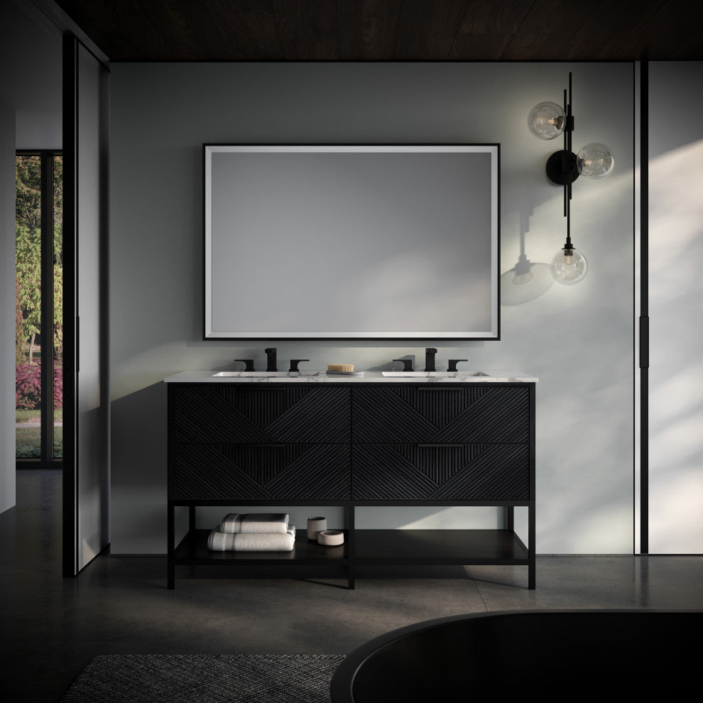 Diamond 60" Double Vanity, Charcoal Black/Matte Black