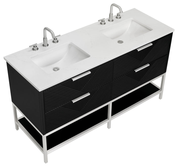 Diamond 60" Double Vanity, Charcoal Black/Brushed Nickel