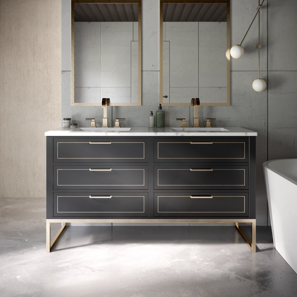 Markham 48" Single Vanity, Midnight Black/Satin Brass