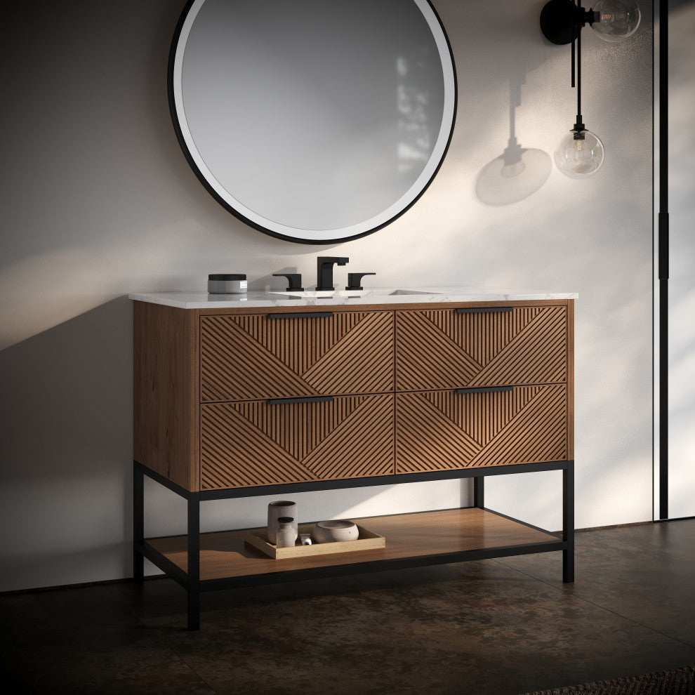 Diamond 48" Single Vanity, Walnut/Matte Black