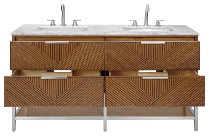 Diamond 60" Double Vanity, Walnut/Brushed Nickel