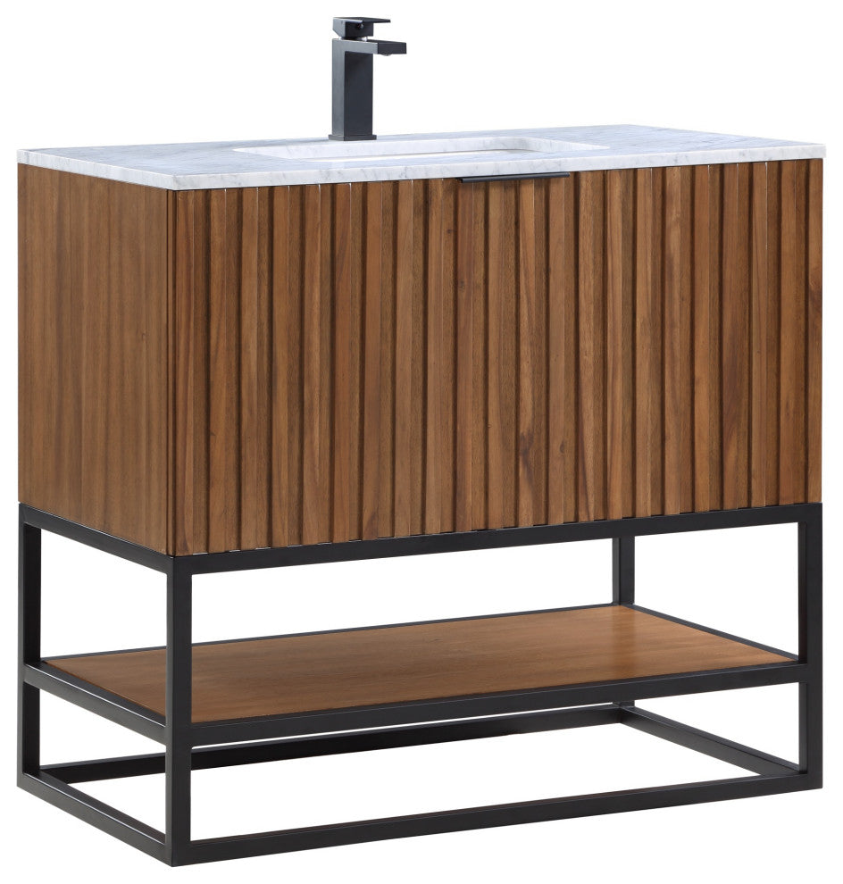 Terra 36" Single Vanity, Walnut/Matte Black