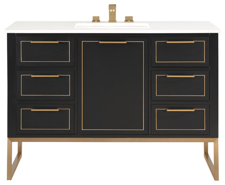 Markham 48" Single Vanity, Midnight Black/Satin Brass