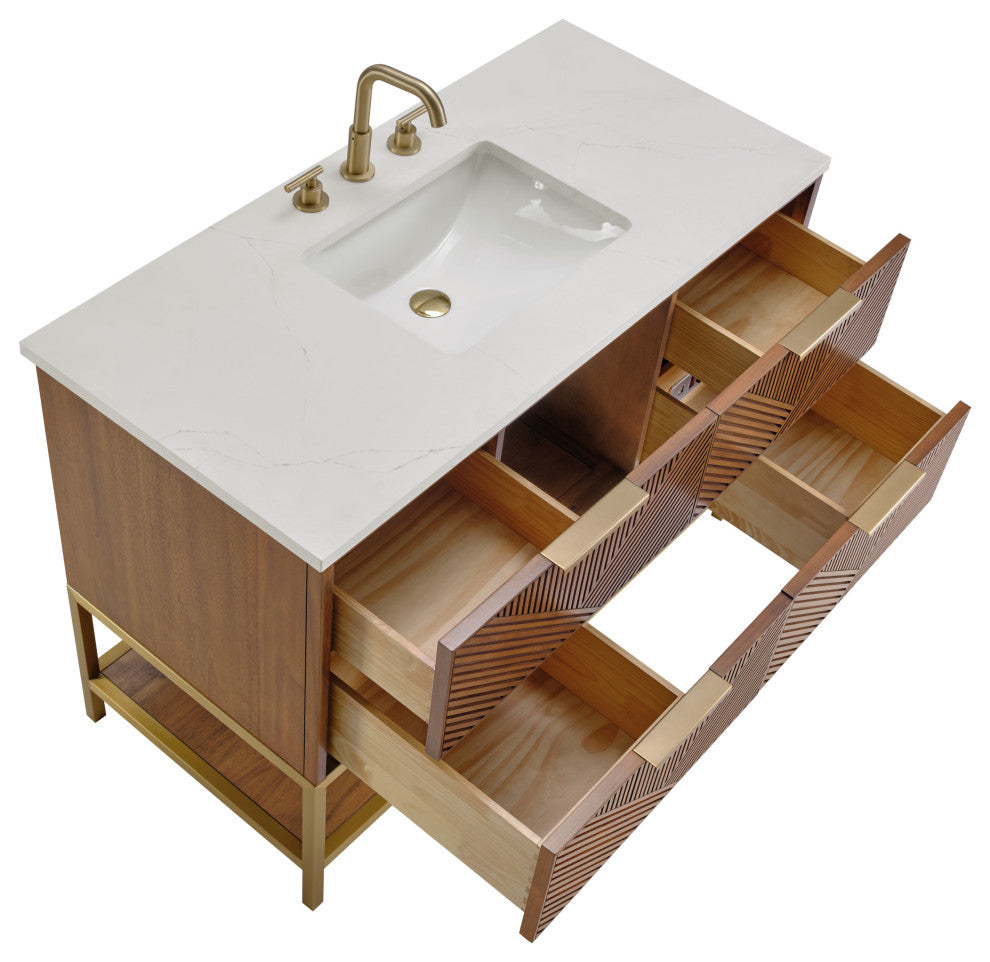 Diamond 48" Single Vanity, Walnut/Satin Brass