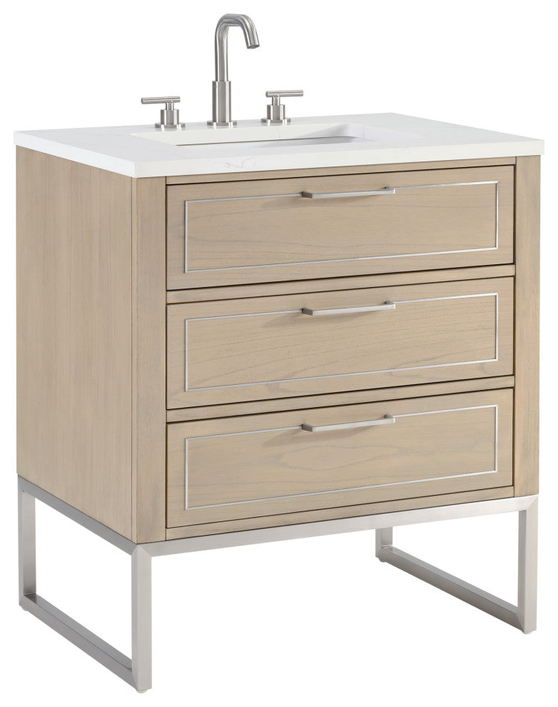 Markham 30" Single Vanity, Cashmere Grey/Brushed Nickel