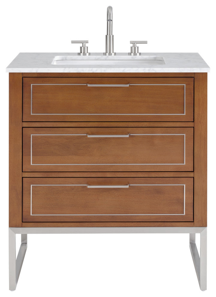 Markham 30" Single Vanity, Walnut/Brushed Nickel