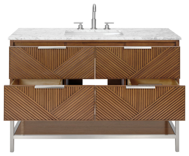 Diamond 48" Single Vanity, Walnut/Brushed Nickel