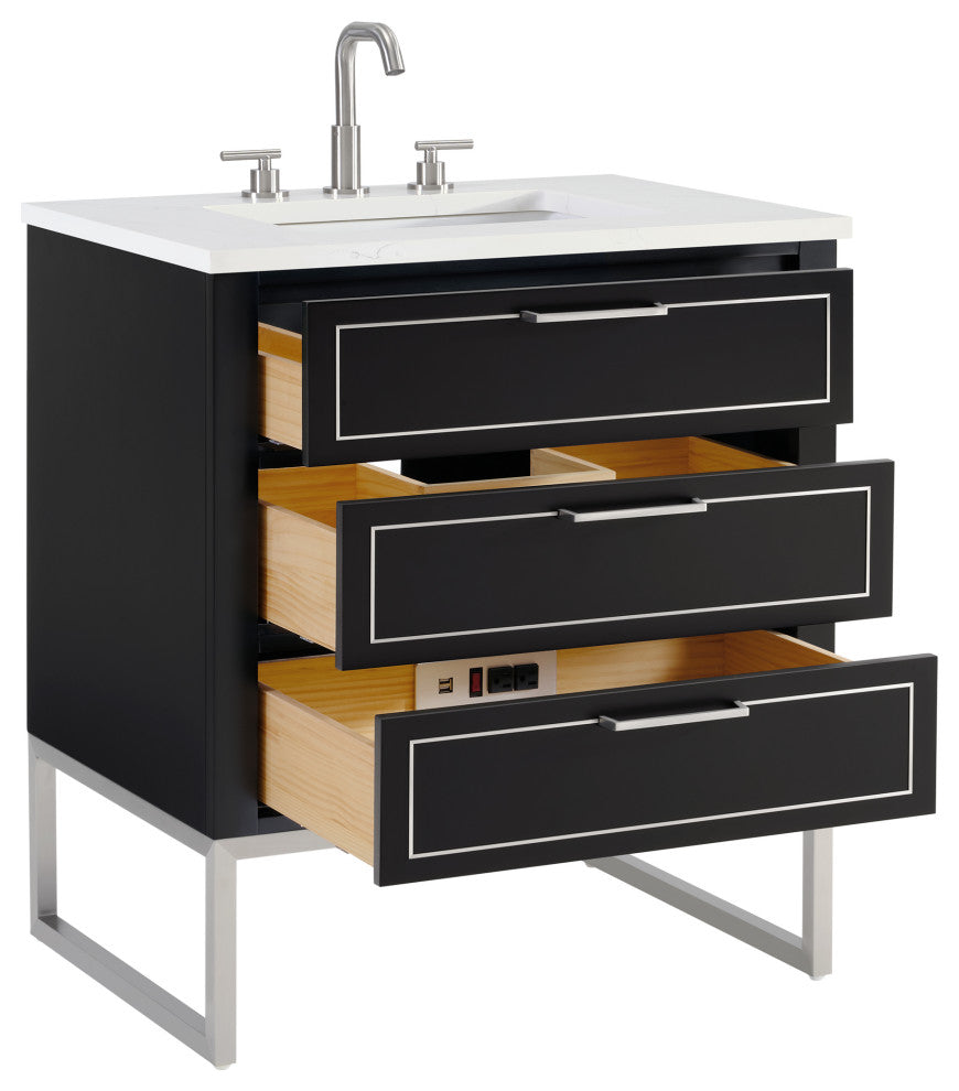 Markham 30" Single Vanity, Midnight Black/Brushed Nickel