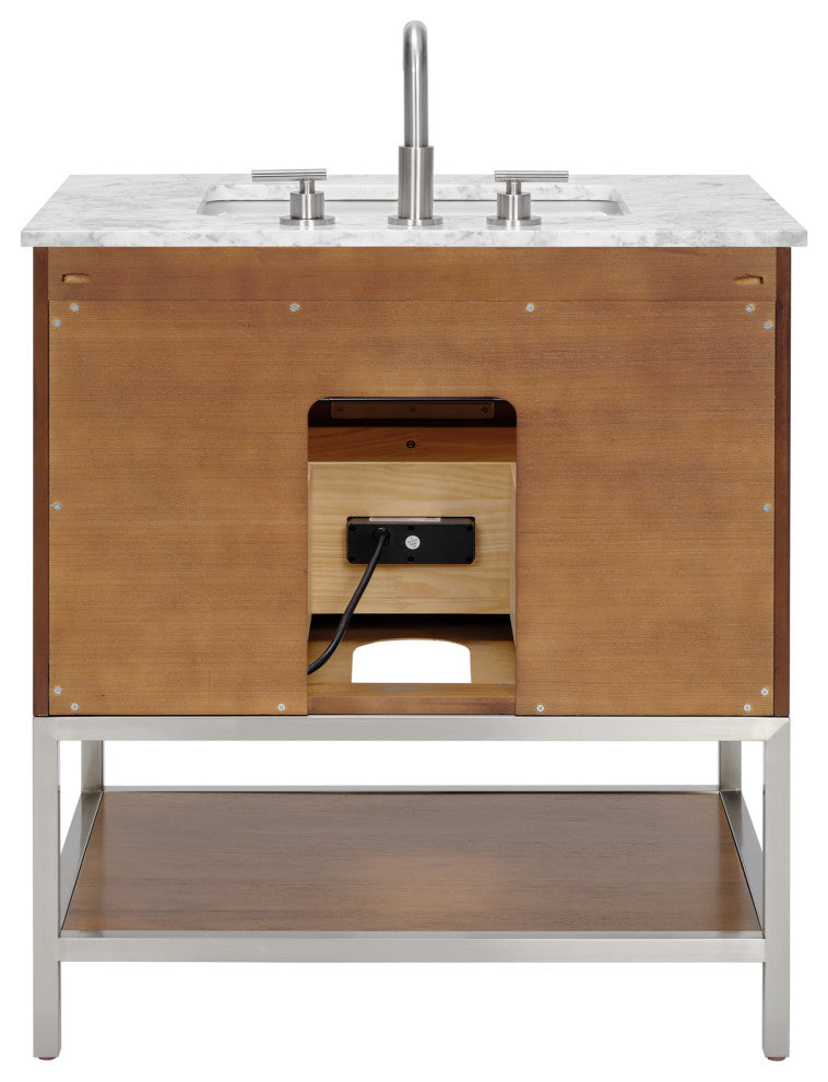 Diamond 30" Single Vanity, Walnut/Brushed Nickel