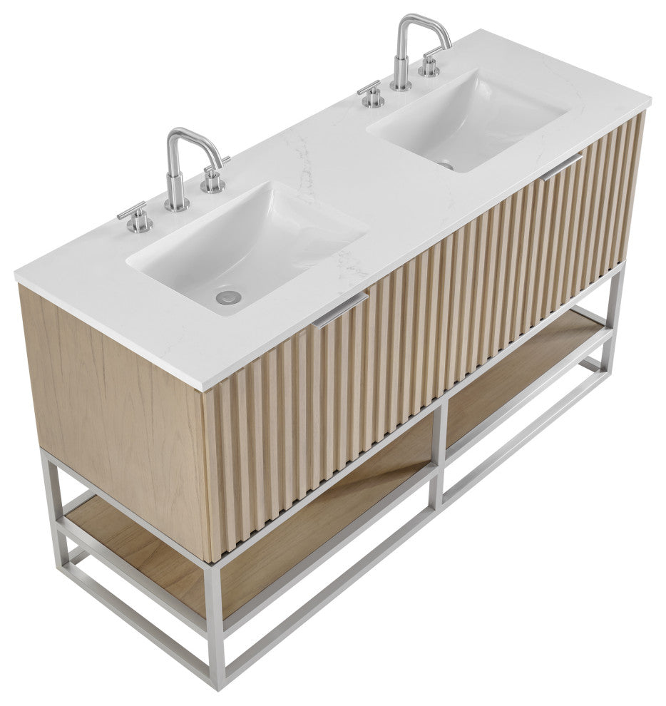 Terra 60" Double Vanity, Cashmere Grey/Brushed Nickel