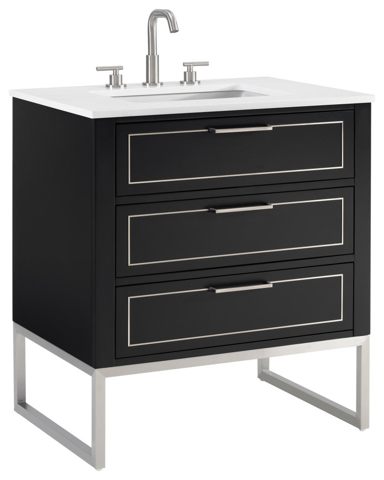 Markham 30" Single Vanity, Midnight Black/Brushed Nickel