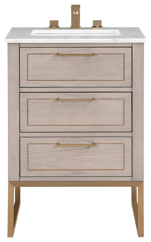 Markham 24" Single Vanity, Cashmere Grey/Satin Brass