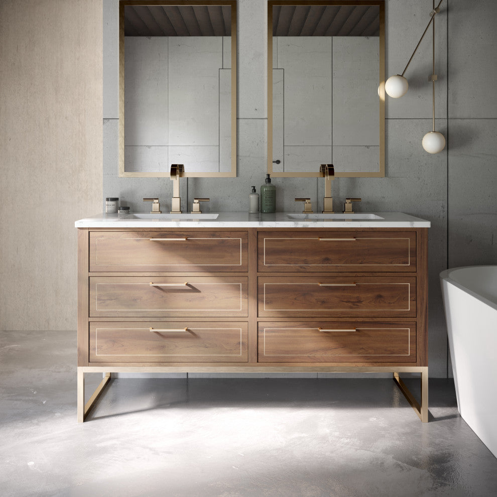 Markham 48" Single Vanity, Walnut/Satin Brass