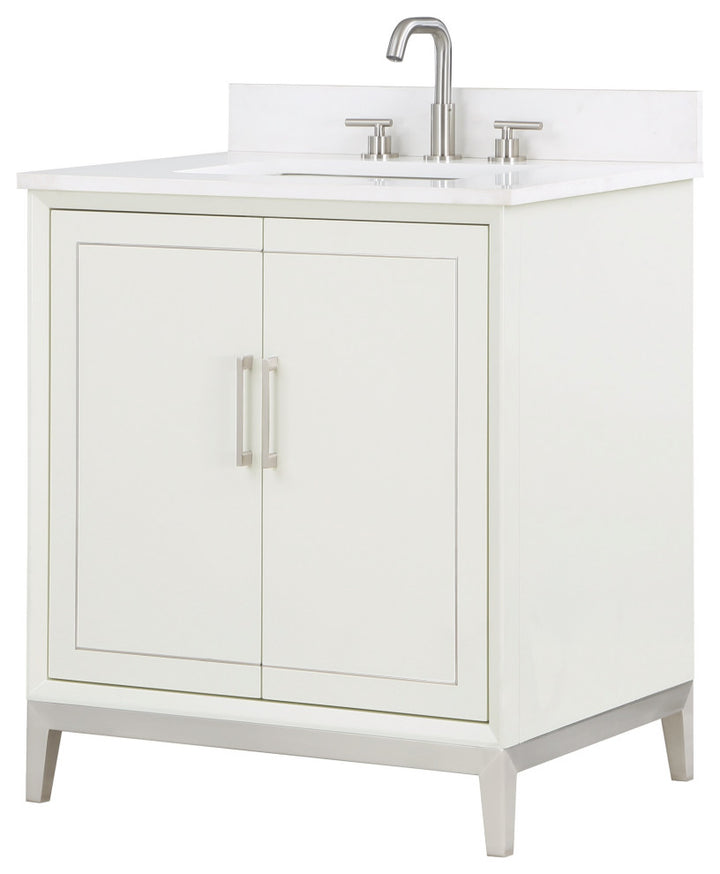 Gracie 30" Single Vanity, Satin White/Brushed Nickel