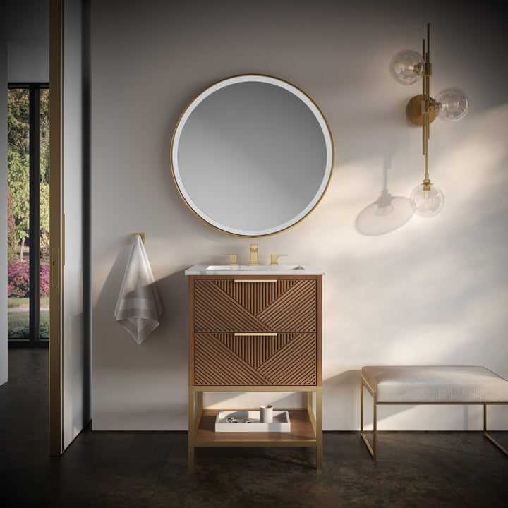 Diamond 24" Single Vanity, Walnut/Satin Brass