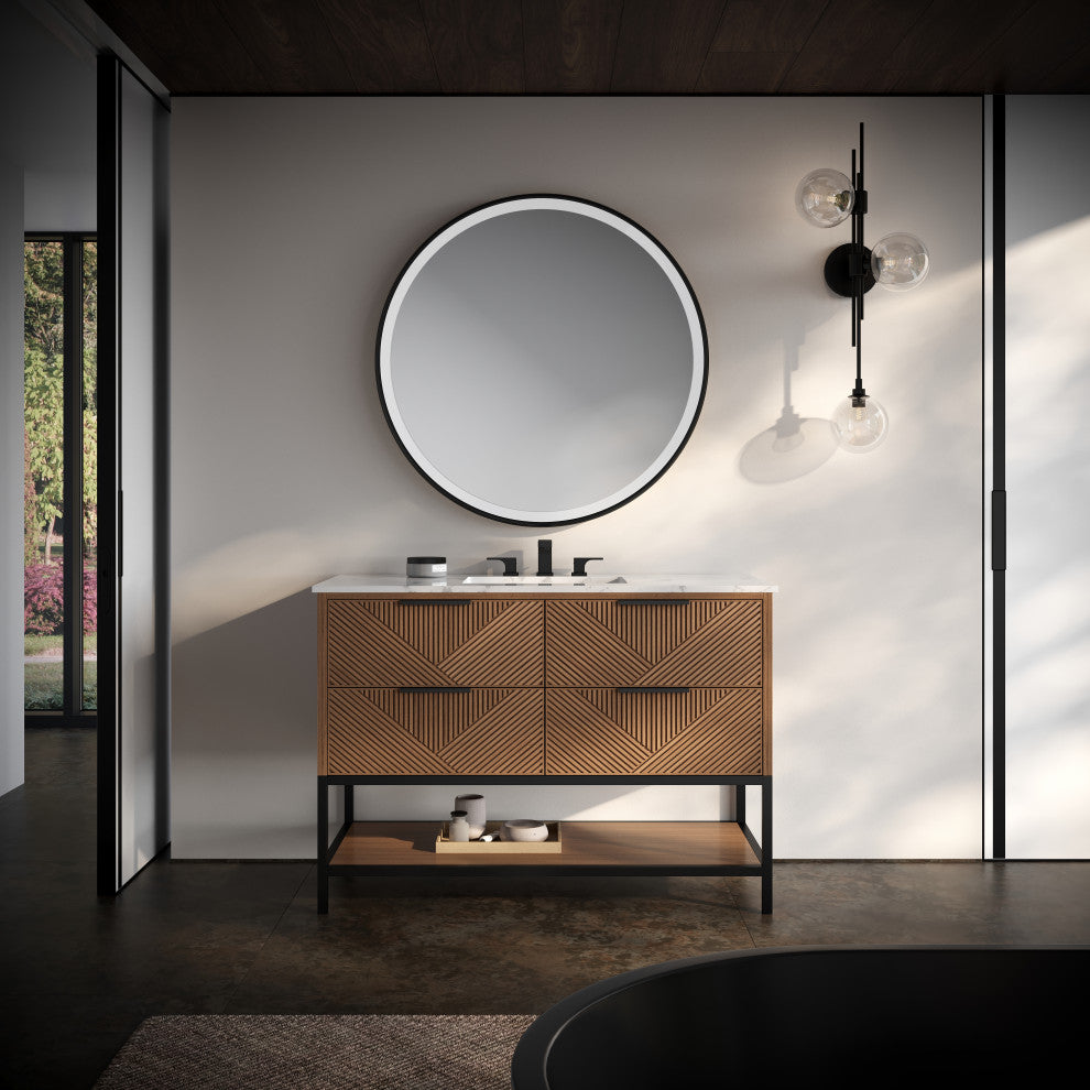 Diamond 48" Single Vanity, Walnut/Matte Black