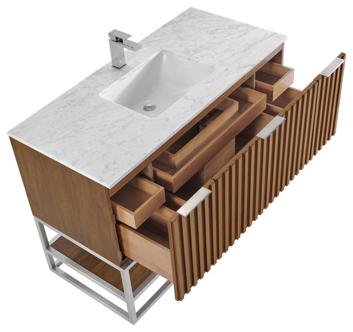 Terra 48" Single Vanity, Walnut/Brushed Nickel