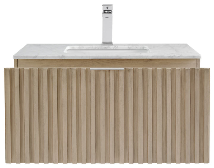 Terra 36" Single Floating Vanity, Cashmere Grey/Brushed Nickel