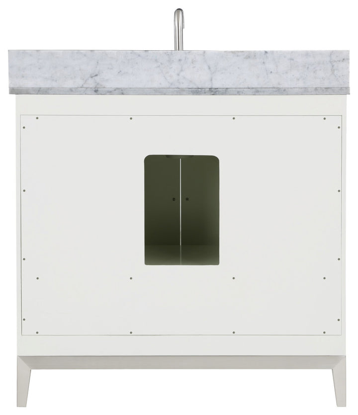 Gracie 36" Single Vanity, Satin White/Brushed Nickel