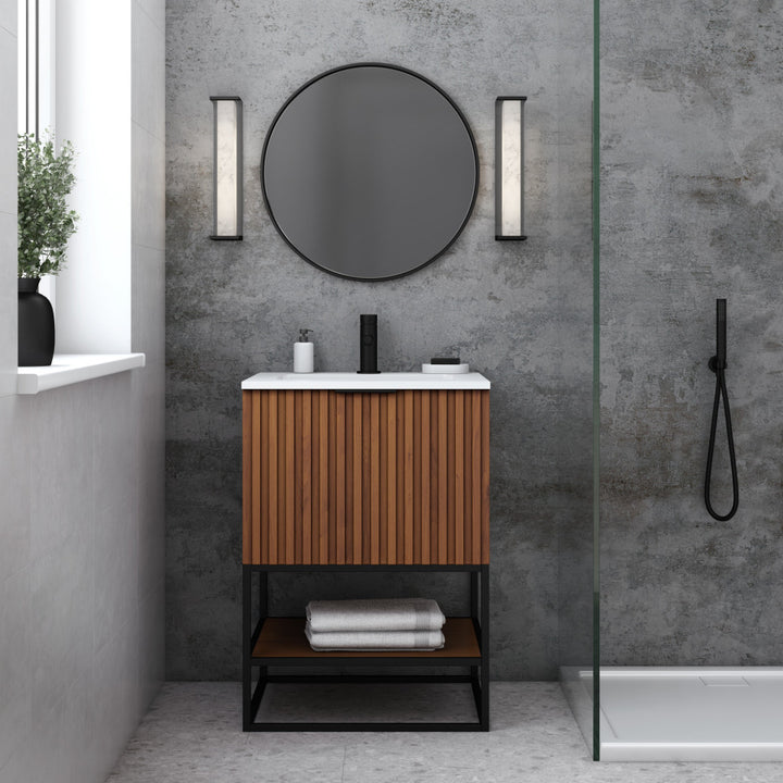 Terra 24" Single Vanity, Walnut/Matte Black