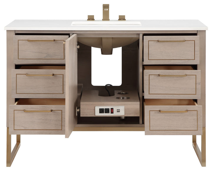 Markham 48" Single Vanity, Cashmere Grey/Satin Brass